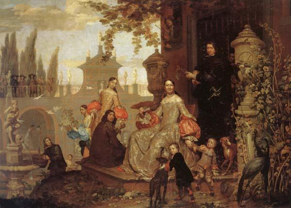 Jan Van Kessel the Younger Portrait of a Family in a Garden Norge oil painting art